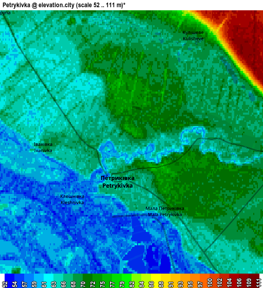 Zoom OUT 2x Petrykivka, Ukraine elevation map