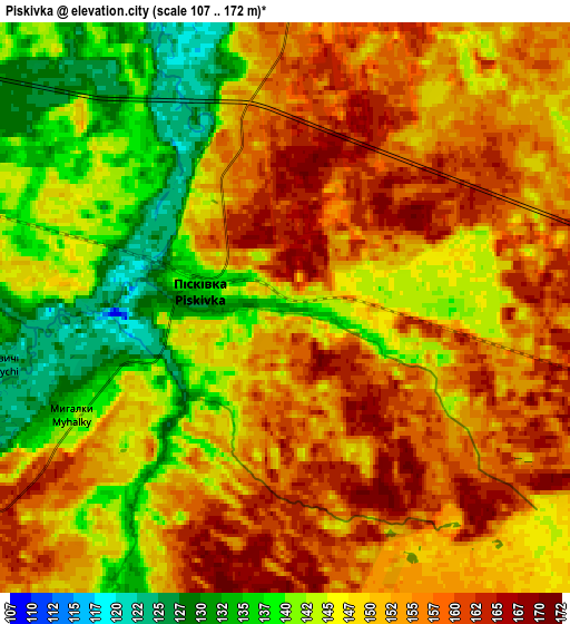 Zoom OUT 2x Piskivka, Ukraine elevation map