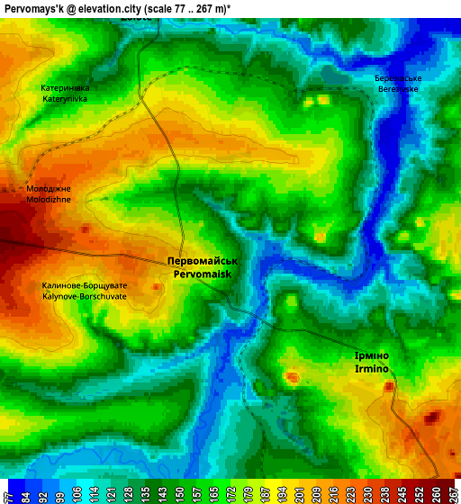 Zoom OUT 2x Pervomays’k, Ukraine elevation map