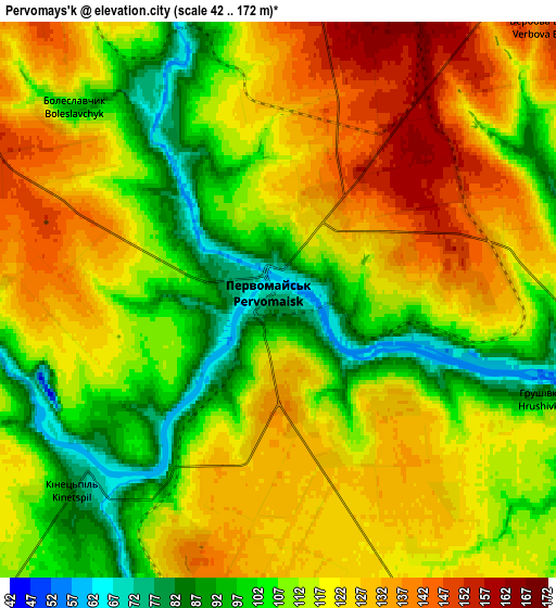 Zoom OUT 2x Pervomays’k, Ukraine elevation map