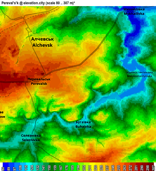 Zoom OUT 2x Pereval’s’k, Ukraine elevation map