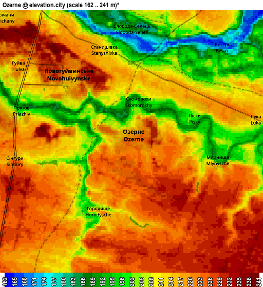 Zoom OUT 2x Ozerne, Ukraine elevation map