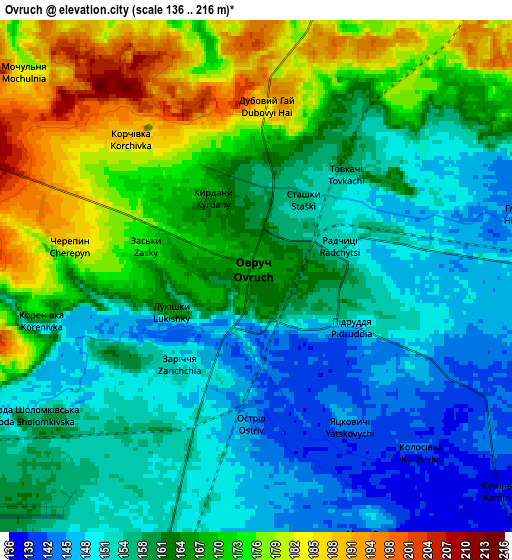 Zoom OUT 2x Ovruch, Ukraine elevation map