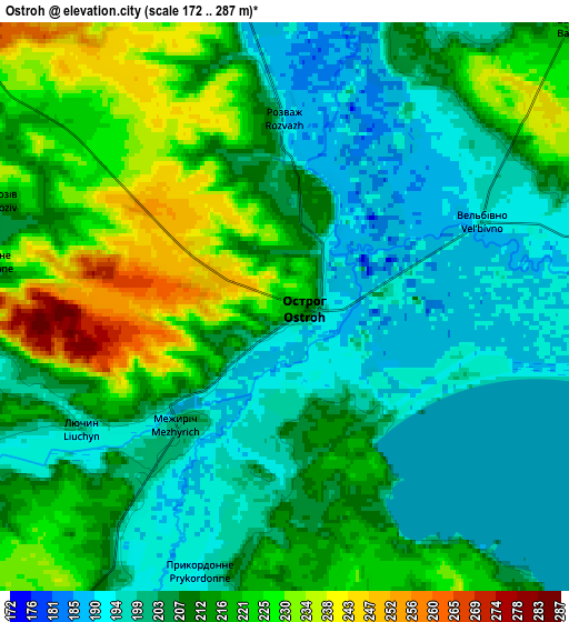 Zoom OUT 2x Ostroh, Ukraine elevation map