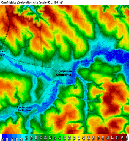 Zoom OUT 2x Onufriyivka, Ukraine elevation map