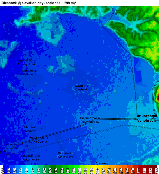 Zoom OUT 2x Oleshnyk, Ukraine elevation map