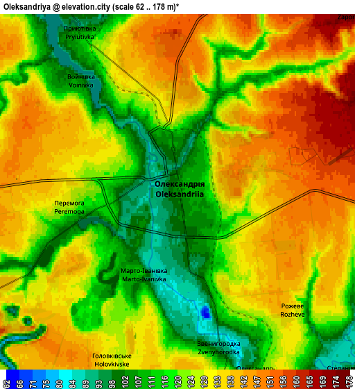 Zoom OUT 2x Oleksandriya, Ukraine elevation map