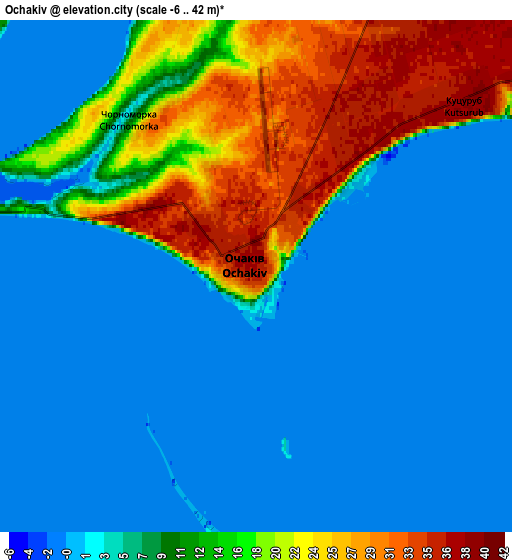 Zoom OUT 2x Ochakiv, Ukraine elevation map