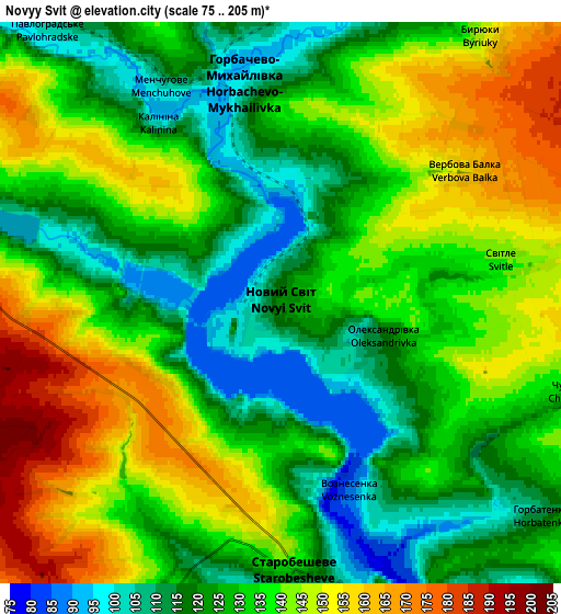 Zoom OUT 2x Novyy Svit, Ukraine elevation map