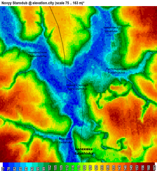 Zoom OUT 2x Novyy Starodub, Ukraine elevation map