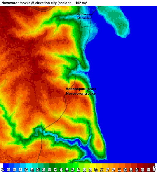 Zoom OUT 2x Novovorontsovka, Ukraine elevation map