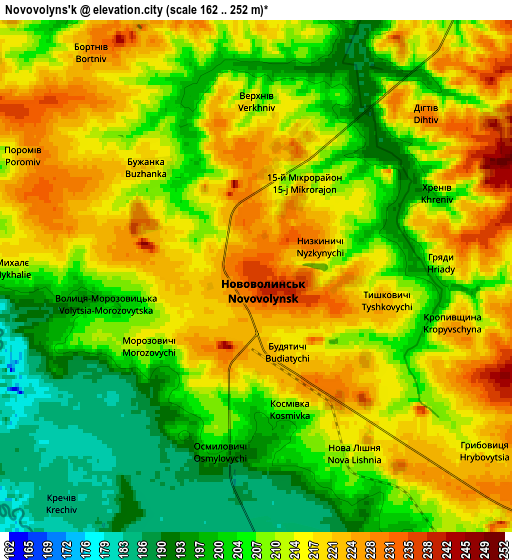 Zoom OUT 2x Novovolyns’k, Ukraine elevation map