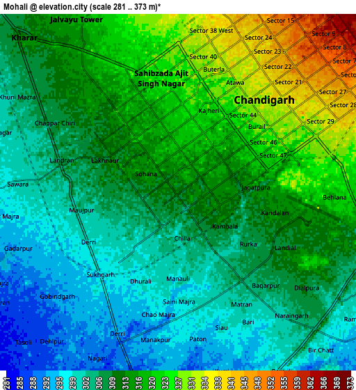 Zoom OUT 2x Mohali, India elevation map