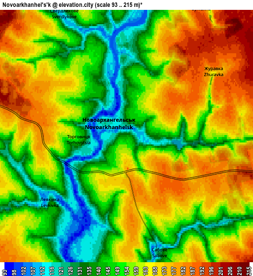 Zoom OUT 2x Novoarkhanhel’s’k, Ukraine elevation map