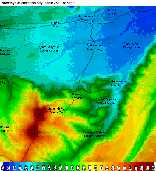 Zoom OUT 2x Novytsya, Ukraine elevation map