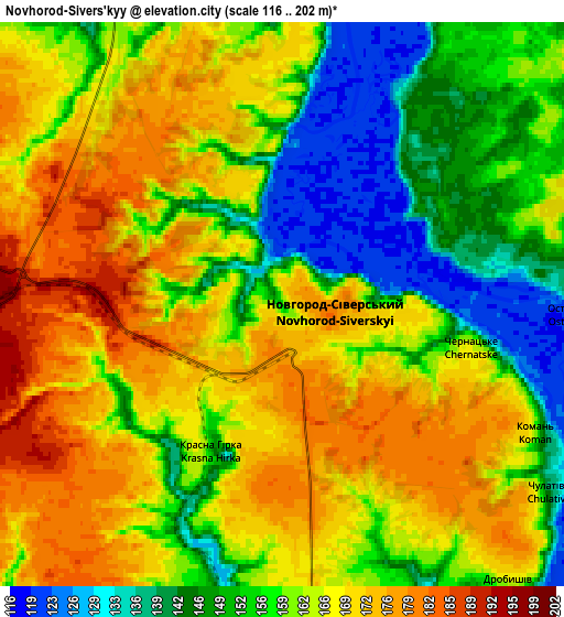 Zoom OUT 2x Novhorod-Sivers’kyy, Ukraine elevation map