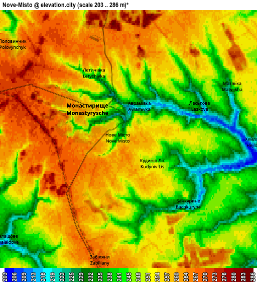 Zoom OUT 2x Nove-Misto, Ukraine elevation map