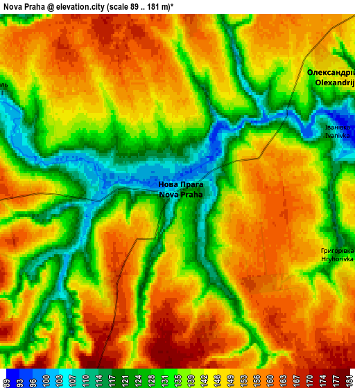 Zoom OUT 2x Nova Praha, Ukraine elevation map