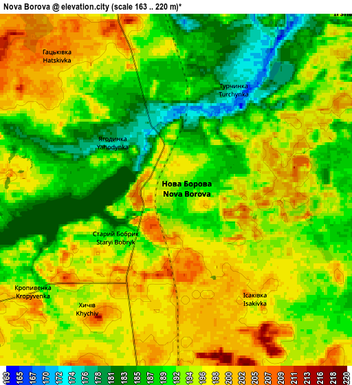 Zoom OUT 2x Nova Borova, Ukraine elevation map