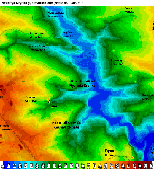 Zoom OUT 2x Nyzhnya Krynka, Ukraine elevation map