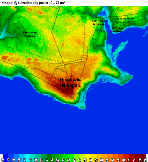 Zoom OUT 2x Nikopol, Ukraine elevation map