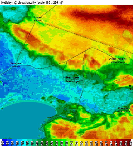 Zoom OUT 2x Netishyn, Ukraine elevation map