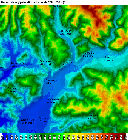 Zoom OUT 2x Neresnytsya, Ukraine elevation map