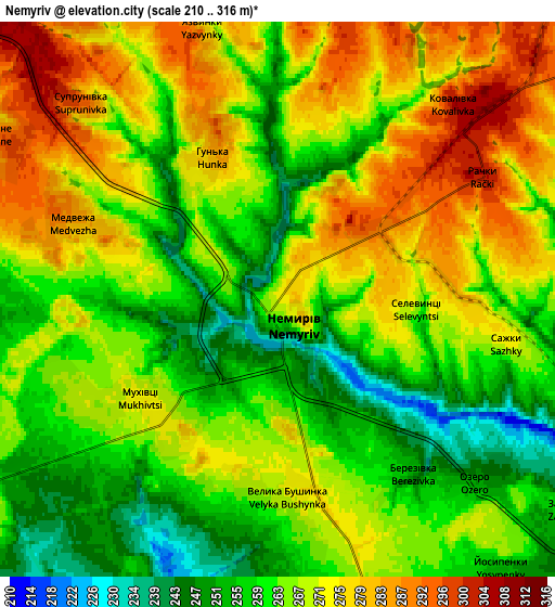 Zoom OUT 2x Nemyriv, Ukraine elevation map