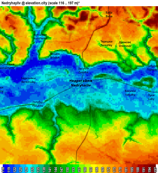 Zoom OUT 2x Nedryhayliv, Ukraine elevation map