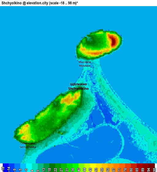 Zoom OUT 2x Shchyolkino, Ukraine elevation map