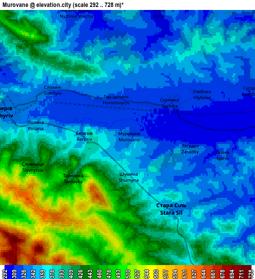 Zoom OUT 2x Murovane, Ukraine elevation map