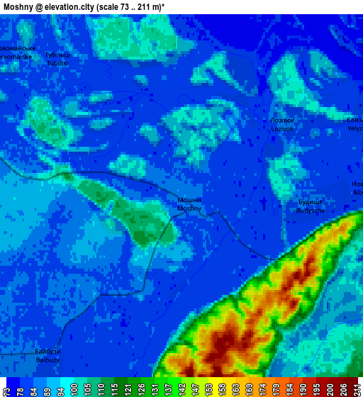 Zoom OUT 2x Moshny, Ukraine elevation map