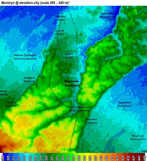 Zoom OUT 2x Morshyn, Ukraine elevation map