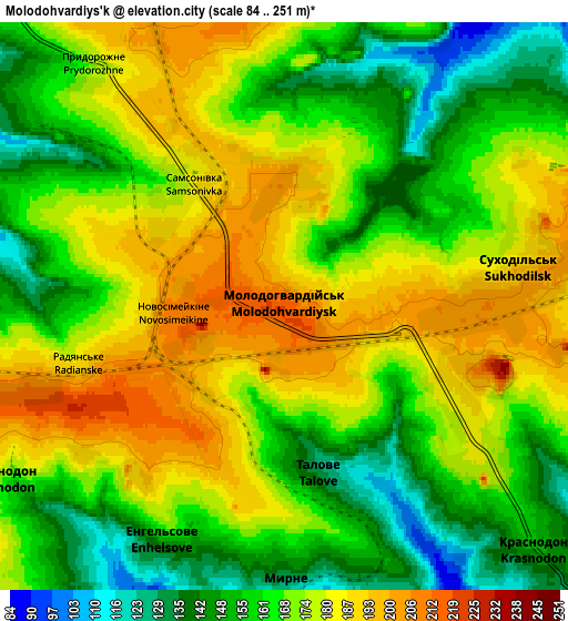 Zoom OUT 2x Molodohvardiys’k, Ukraine elevation map