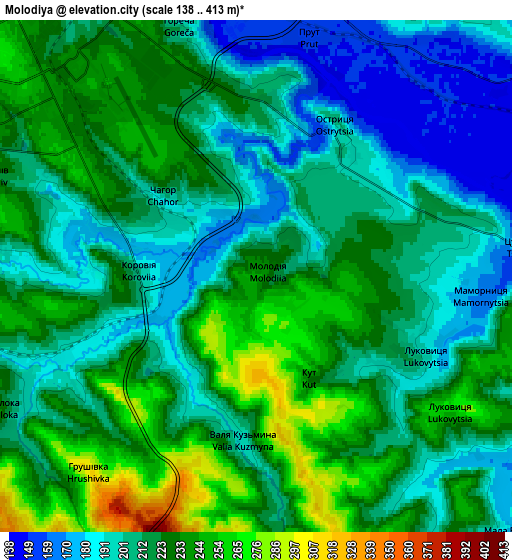 Zoom OUT 2x Molodiya, Ukraine elevation map