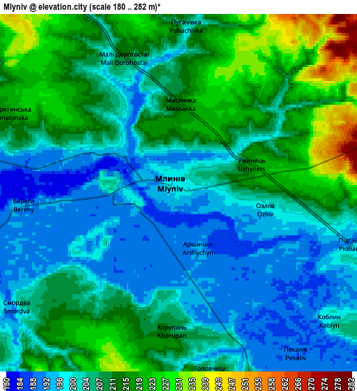 Zoom OUT 2x Mlyniv, Ukraine elevation map