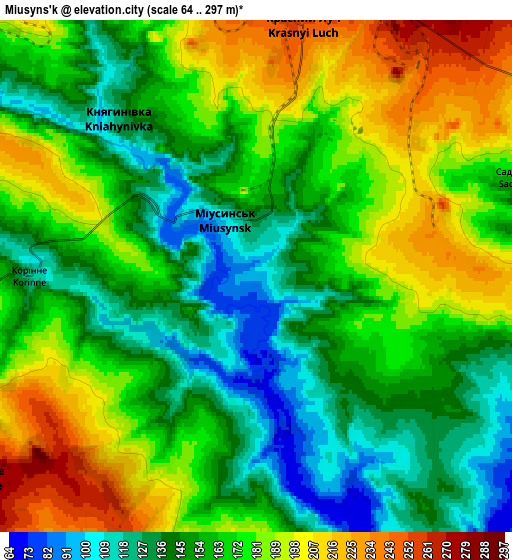 Zoom OUT 2x Miusyns’k, Ukraine elevation map