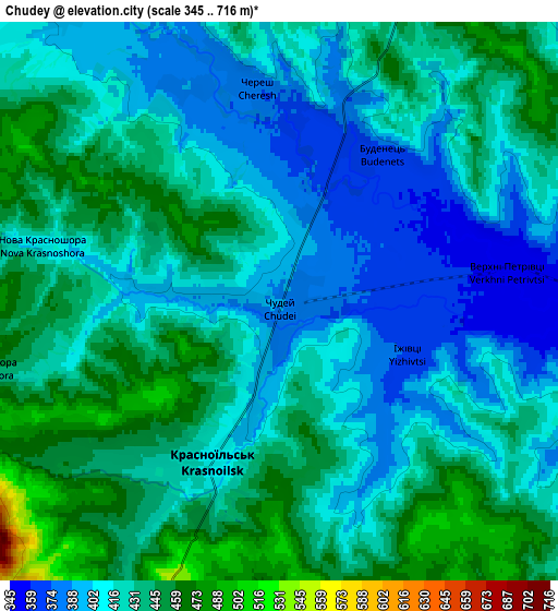 Zoom OUT 2x Chudey, Ukraine elevation map