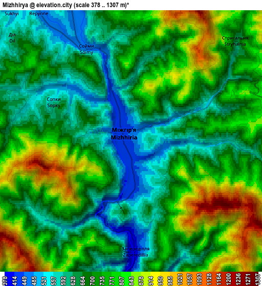 Zoom OUT 2x Mizhhirya, Ukraine elevation map