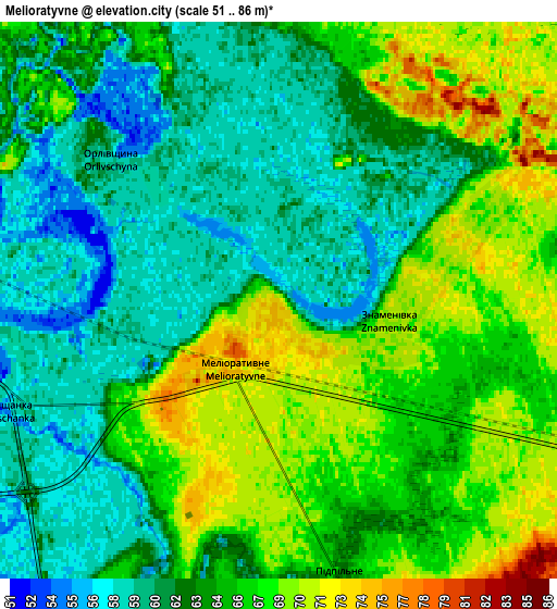 Zoom OUT 2x Melioratyvne, Ukraine elevation map