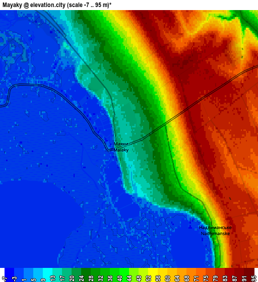 Zoom OUT 2x Mayaky, Ukraine elevation map