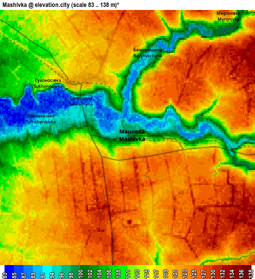 Zoom OUT 2x Mashivka, Ukraine elevation map