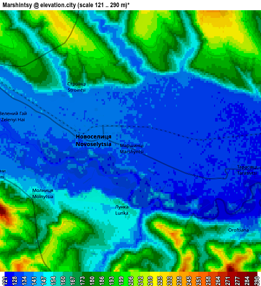 Zoom OUT 2x Marshintsy, Ukraine elevation map