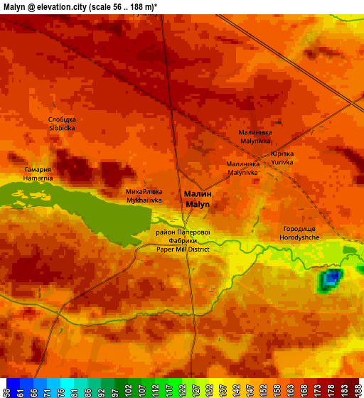 Zoom OUT 2x Malyn, Ukraine elevation map