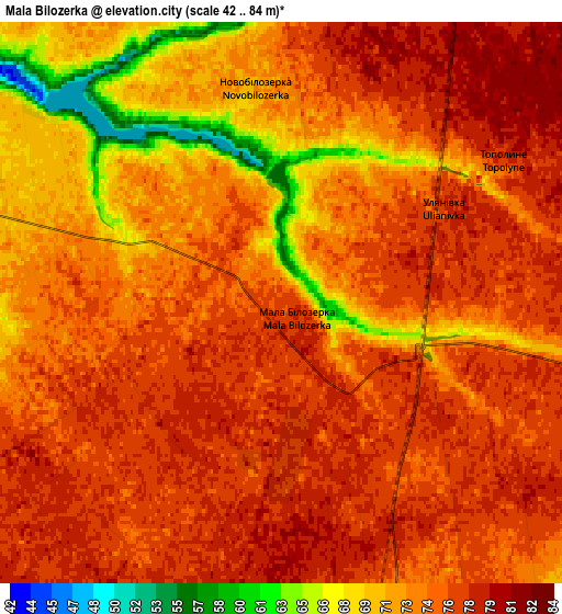 Zoom OUT 2x Mala Bilozerka, Ukraine elevation map