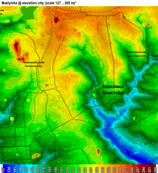 Zoom OUT 2x Makiyivka, Ukraine elevation map