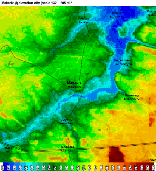 Zoom OUT 2x Makariv, Ukraine elevation map