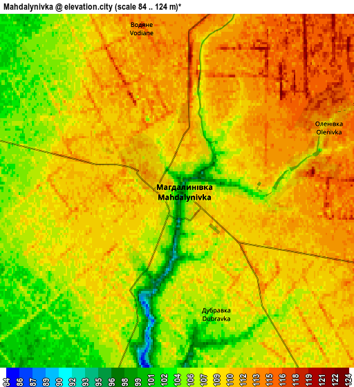 Zoom OUT 2x Mahdalynivka, Ukraine elevation map