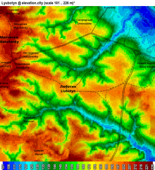 Zoom OUT 2x Lyubotyn, Ukraine elevation map