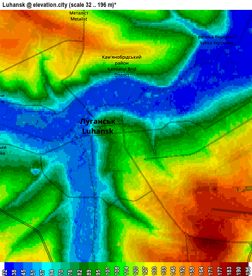 Zoom OUT 2x Luhansk, Ukraine elevation map